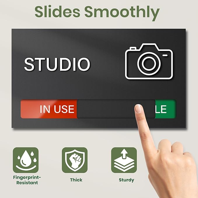 Studio Room Door Sign, Do Not Disturb Signs, In Use Available Office Slider - Image 2