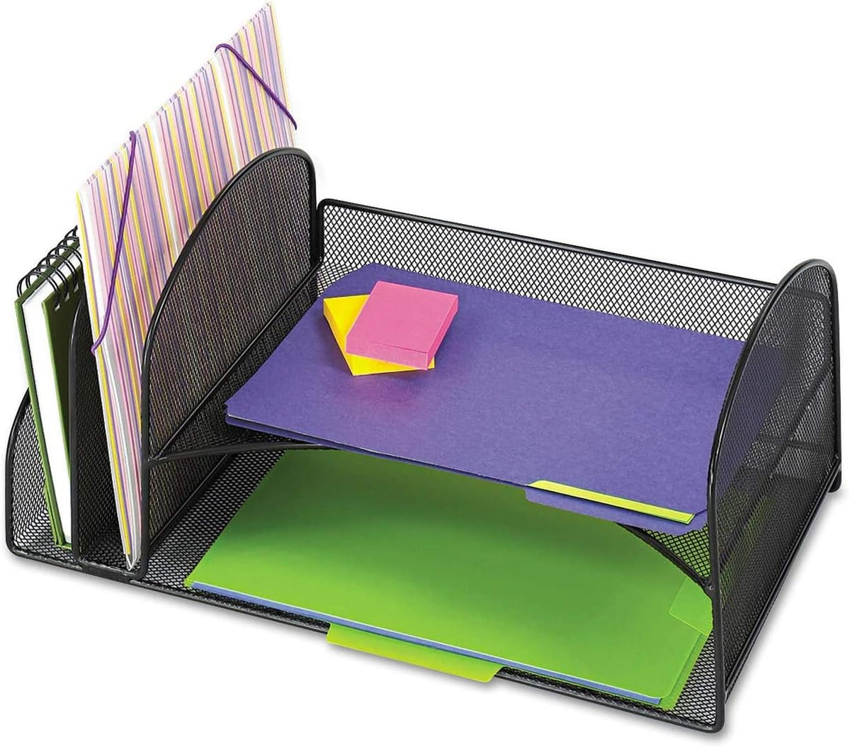Safco 3264BL Onyx Mesh Desktop Organizer with 2 Vertical, 2 Horizontal Sectio...