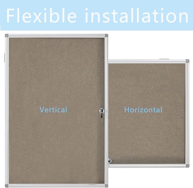 Enclosed Felt Bulletin Board 36x24 inch Lockable Cork Noticeboard Display Cases - Image 3