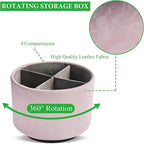 Hennaja Round Leather Art Supply Organizer, Remote Control Holder, 360 Degree - Image 3