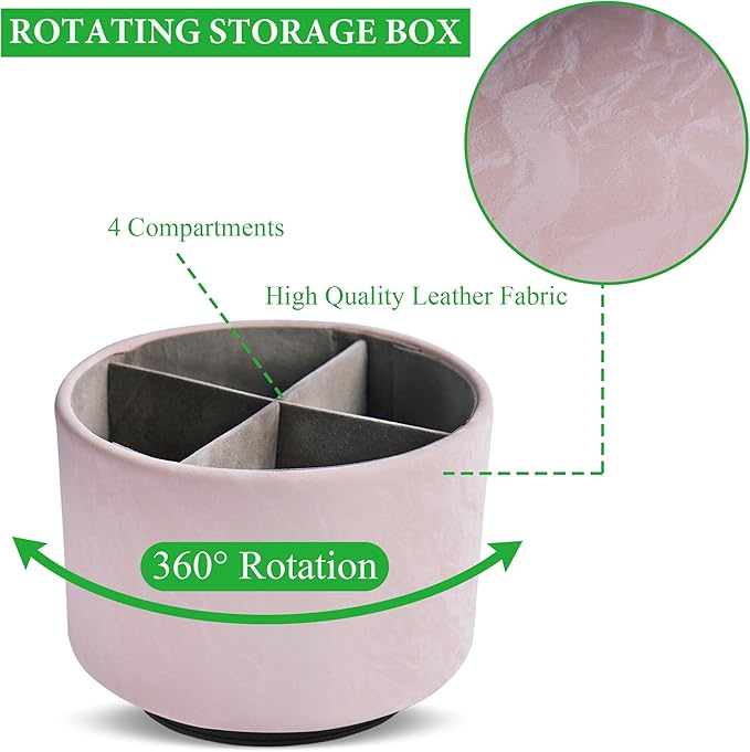 Hennaja Round Leather Art Supply Organizer, Remote Control Holder, 360 Degree - Image 3