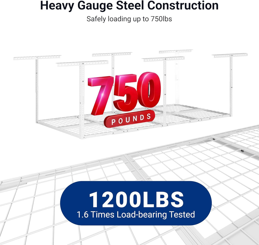 fleximounts 3x8 overhead garage ceiling storage rack organization, close-up detail
