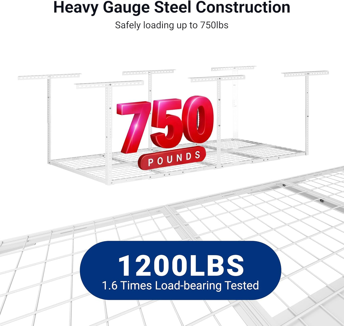 fleximounts 3x8 overhead garage ceiling storage rack organization, close-up detail