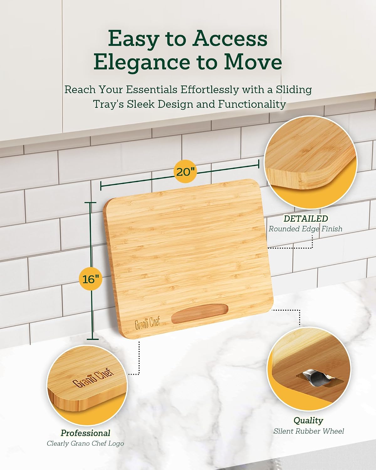 Bamboo Appliance Slider, Sliding Tray for Coffee Maker, Kitchen Countertop Ap...