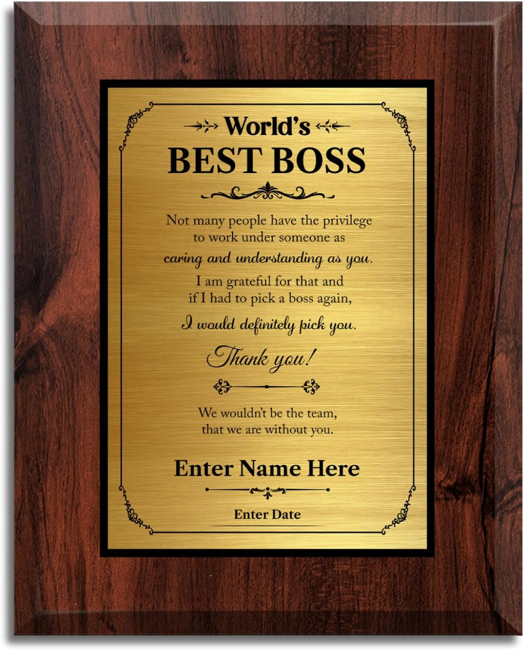 Custom Award Plaque for Boss, Leadership Gifts, Boss Gifts for Men/Women | Custom Plaque Gifts for Bosses/Leaders/Executives/Supervisors, Personalized Going Away Gift for Boss