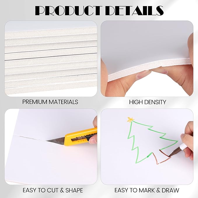 Elcoho 12 Pack White Foam Board, 24 x 36 Inch Acid-Free Foam Core Board - Image 3