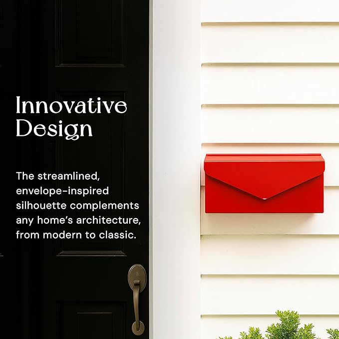 NACH Red Envelope Wall Mount Mailbox, Rust Resistant Metal Mailbox, Mailboxes - Image 3