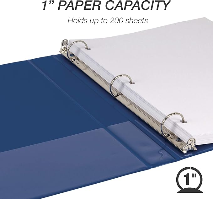 Samsill Durable 1 Inch Binder, Made in The USA, Round Ring Customizable Clear - Image 3