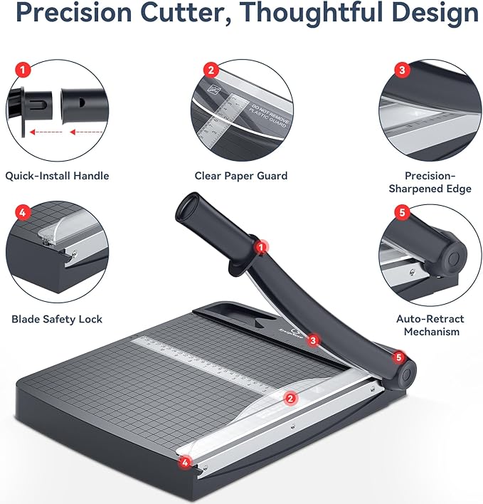 12 Inch Heavy Duty Paper Cutter, Guillotine Paper Cutter & Paper Trimmer - Image 7