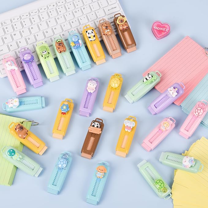24 Pcs Cute Retractable Eraser for Pencils Cute School Supplies Kawaii Erasers - Image 5
