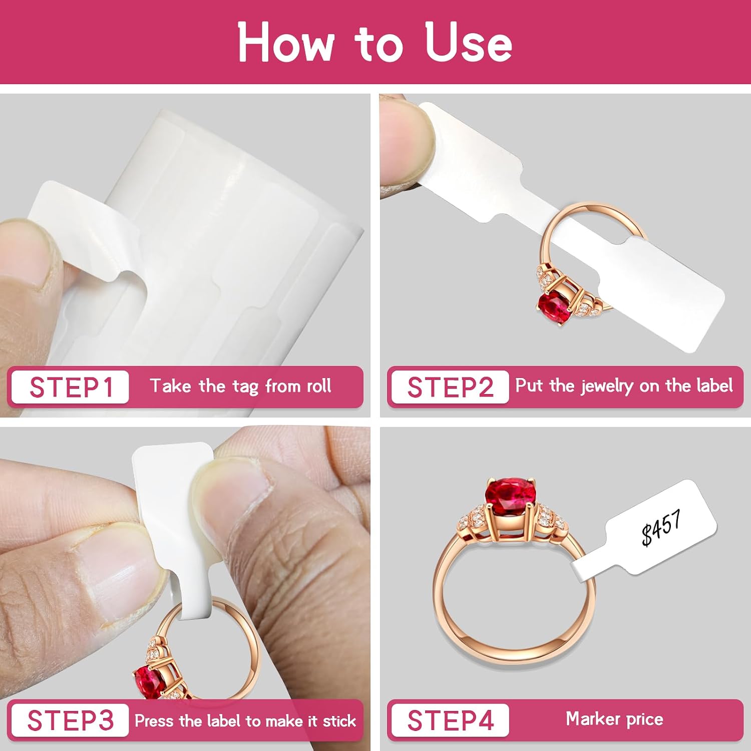 500 PCS Jewelry Price Tags Stickers for Necklace Earring Price Identify | Self Adhesive White Blank Dumbbell labels for Bracelet, Ring, Clothing Display