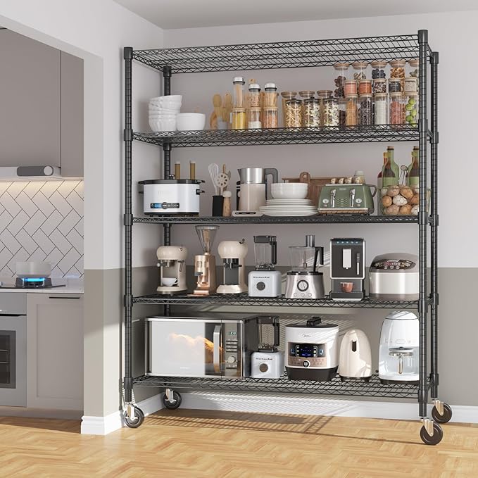 Himimi 82" H Storage Shelves 5 Tier Metal Shelving Adjustable Wire Shelf - Image 2