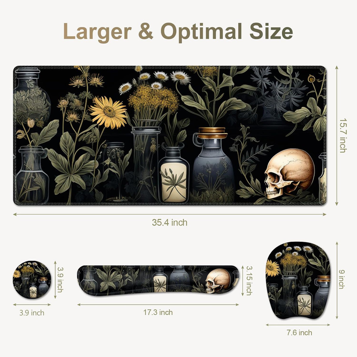 Large Mouse Pad with Wrist Support 4 in1 Set, XXL Big Game Mousepad + Keyboar...