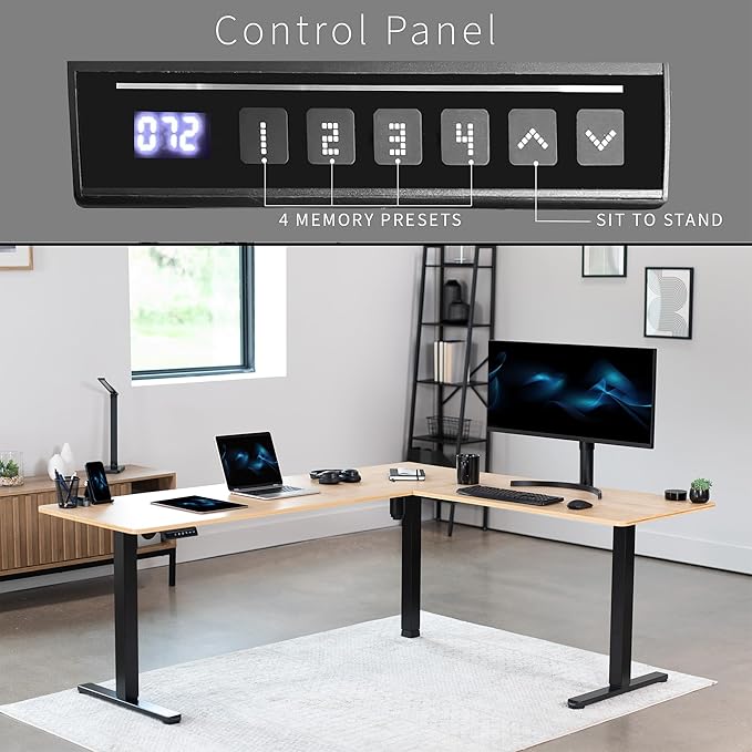 VIVO Electric Corner 75 x 63 inch L-Shaped Standing Desk, Memory Height - Image 6