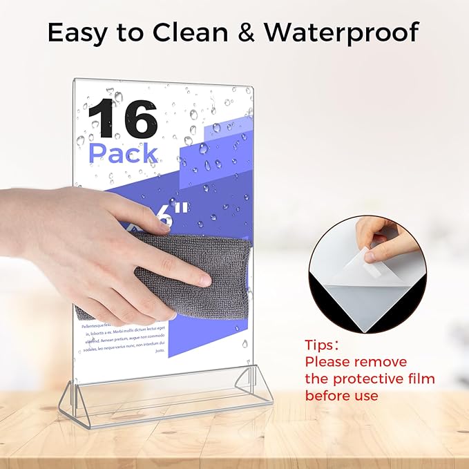 Smarpau Acrylic Sign Holder 4x6, 16 Pack Double-Sided Picture Frames Display - Image 4
