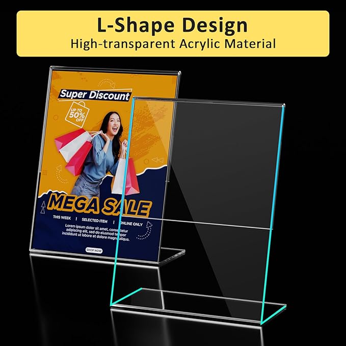 Argvey 4 Pack Acrylic Sign Holder 8.5x11, Desktop Papers Menus Frame Flyer - Image 4