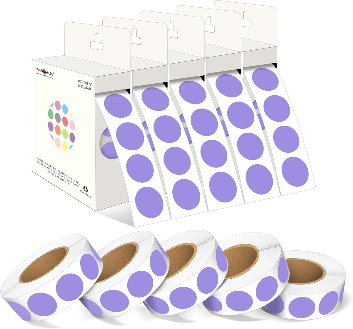 PARLAIM 3/4 Inch Roll Color Coding Labels, 10000 per 10 Rolls Round Permanent