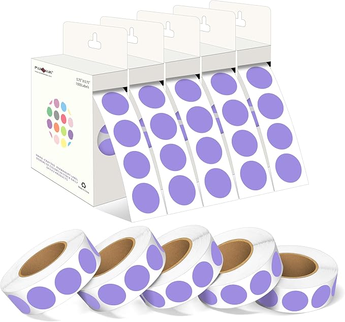 PARLAIM 3/4 Inch Roll Color Coding Labels, 10000 per 10 Rolls Round Permanent by PARLAIM