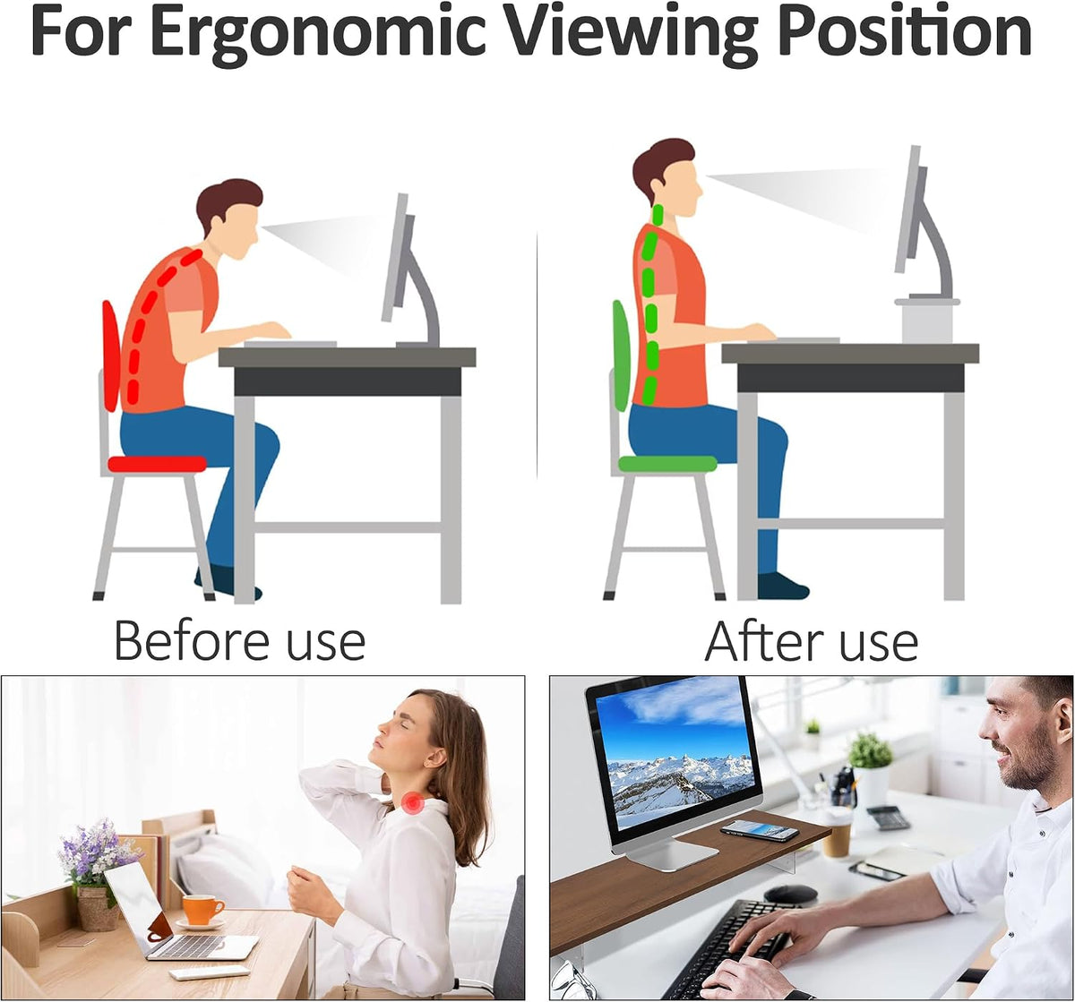 Monitor Stand Riser,Wood & Acrylic Computer Monitor Stand with LED Strip ...