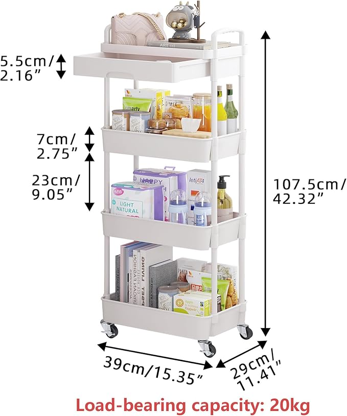Calmootey 4-Tier Rolling Utility Cart - Image 5