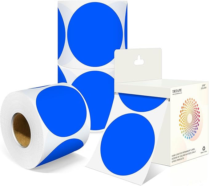 3 Inch Round Colored Dot Stickers, 4 Rolls in Dispenser Box by Unknown