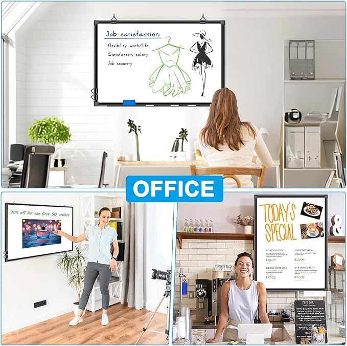 H-Qprobd 36"x24" White Board for Wall Double-Sided Magnetic Dry Erase Board - Image 6