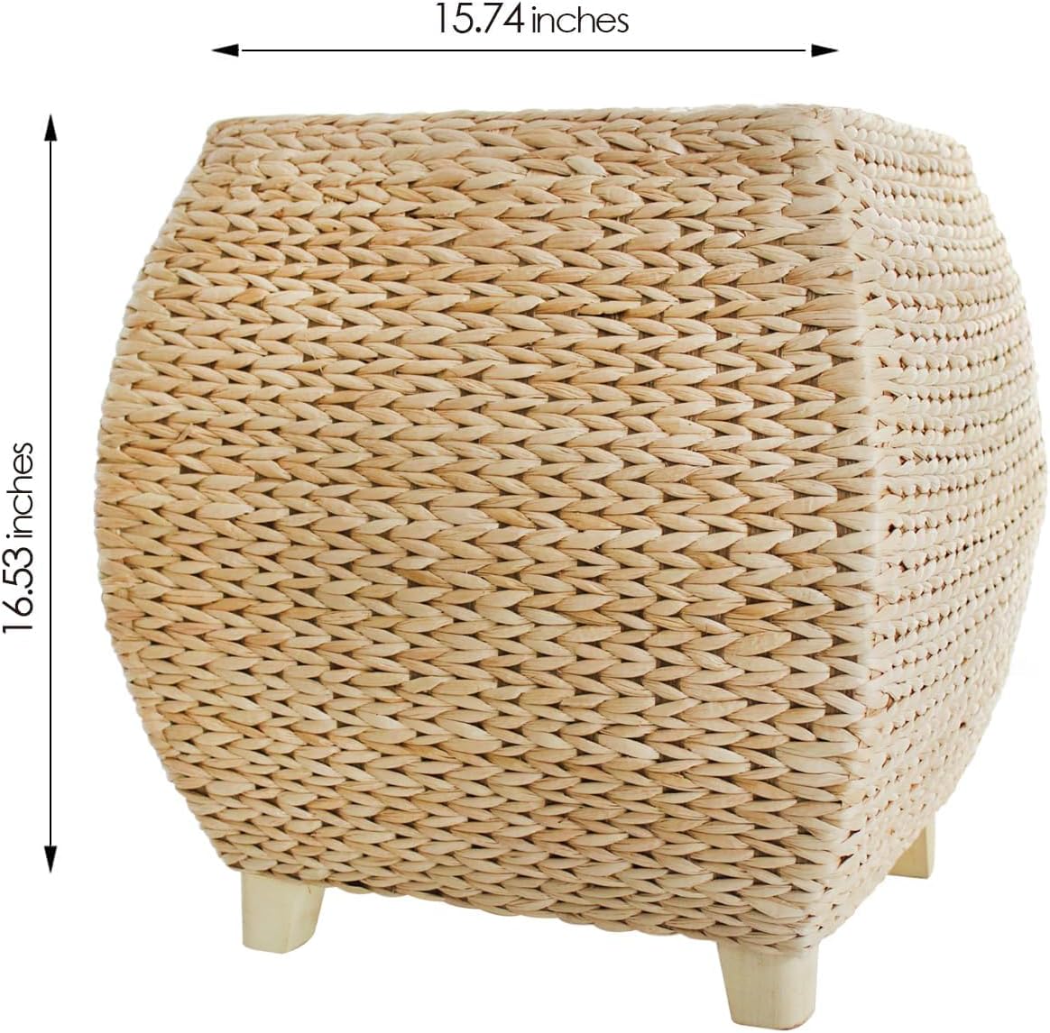 Winsterch Square Handwoven Cattail Pouf Ottoman