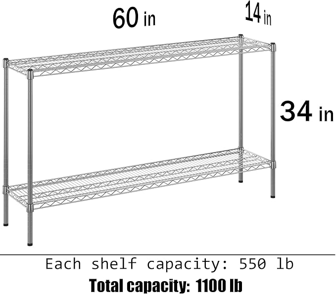 Regal Altair 14" Deep x 60" Wide x 34" Height Wire Shelving Kit | 2-Tier | NSF - Image 3