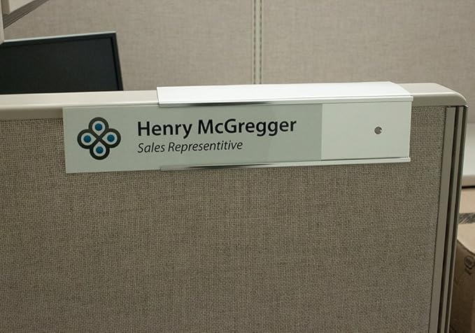 Quality Aluminum, Changeable Cubicle Nameplate Holder, Satin Silver Base - Image 4