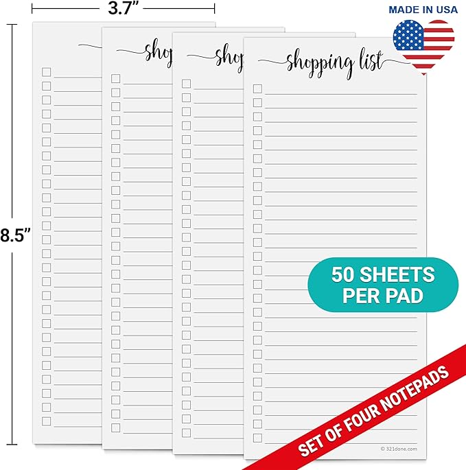 321Done 4-Pack Shopping List Notepad, 3.7x8.5 - Image 2