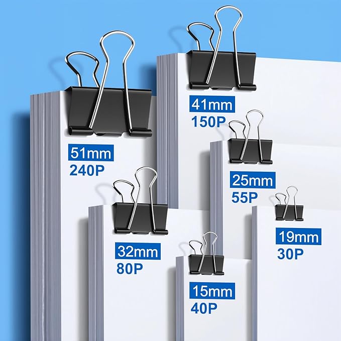 228 PCS Binder Clips Paper Clamps Assorted Sizes, Extra Large Medium Small Mini - Image 5