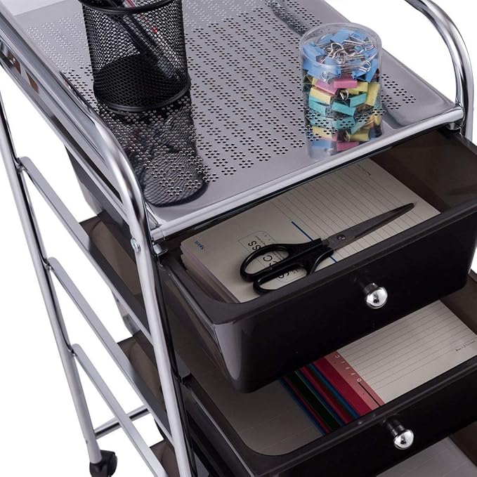 Giantex 4 Drawers Cart Storage Bin Organizer Rolling Storage Cart Metal Frame - Image 6