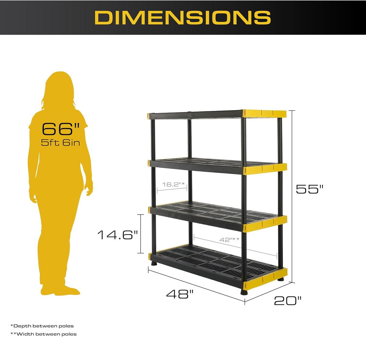 cx 4-tier heavy duty plastic storage shelves for shown in use