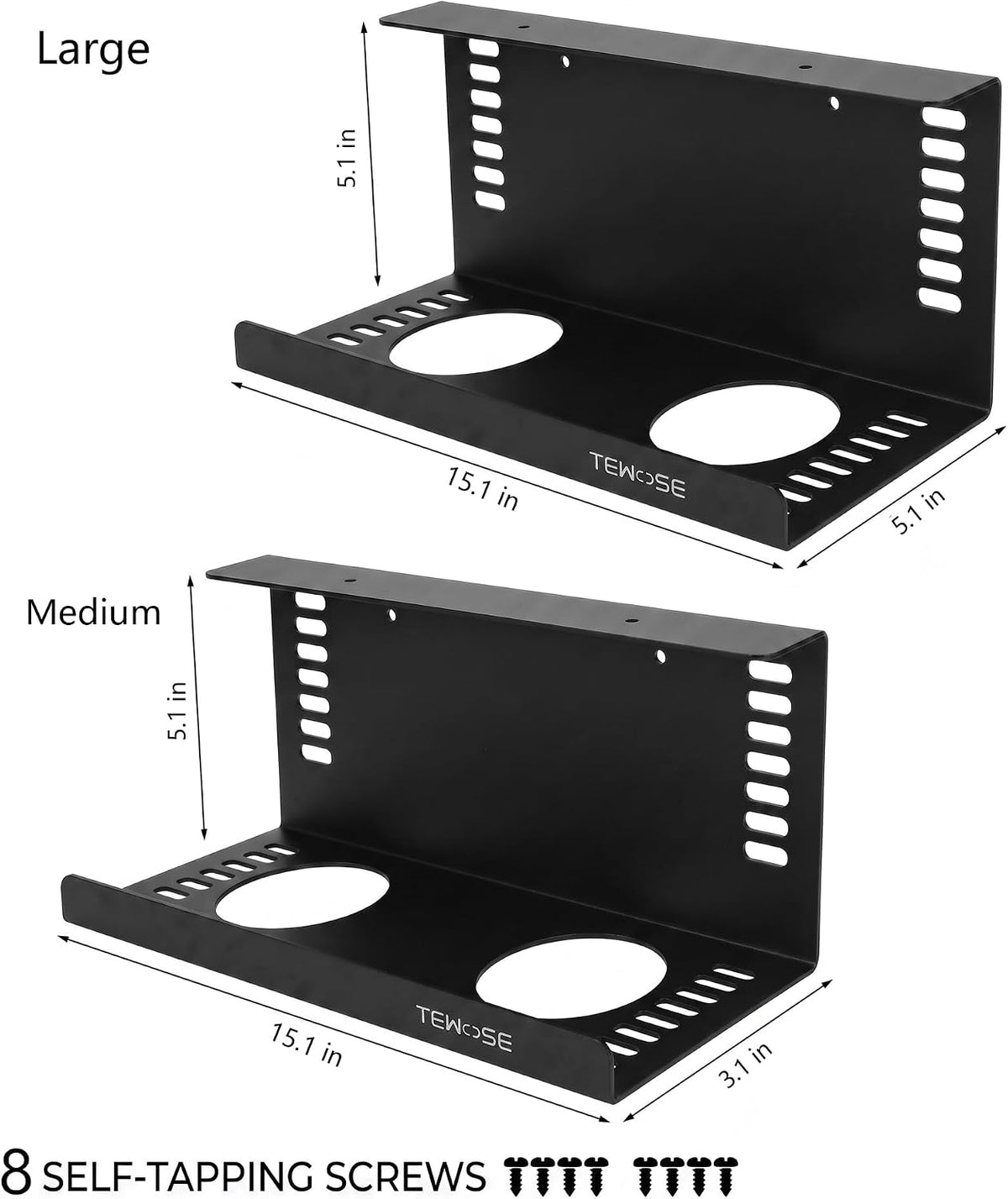 2 Pack Under Desk Cable Management Tray, 15.7 inch, Large, Black