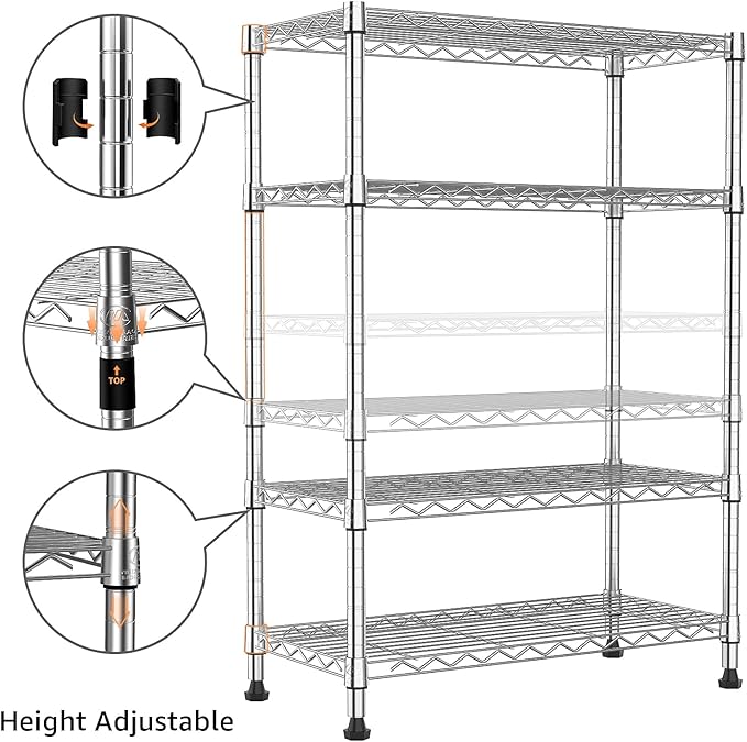 M MZG 1000 lbs Storage Shelving Steel Heavy Duty 4-Tier Utility Shelving Unit - Image 5