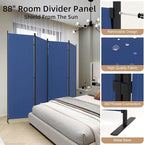 Kecreque Room Partitions and Dividers 4 Panel Portable Wall w/ 3 Wider Feet - Image 3