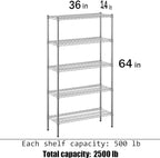 Regal Altair 14" Deep x 36" Wide x 64" Height Wire Shelving Kit | 5-Tier | NSF - Image 3