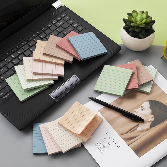 Lined Sticky Notes 3x3 in Ruled Stickies Super Sticking Power Memo Pads Vintage - Image 4