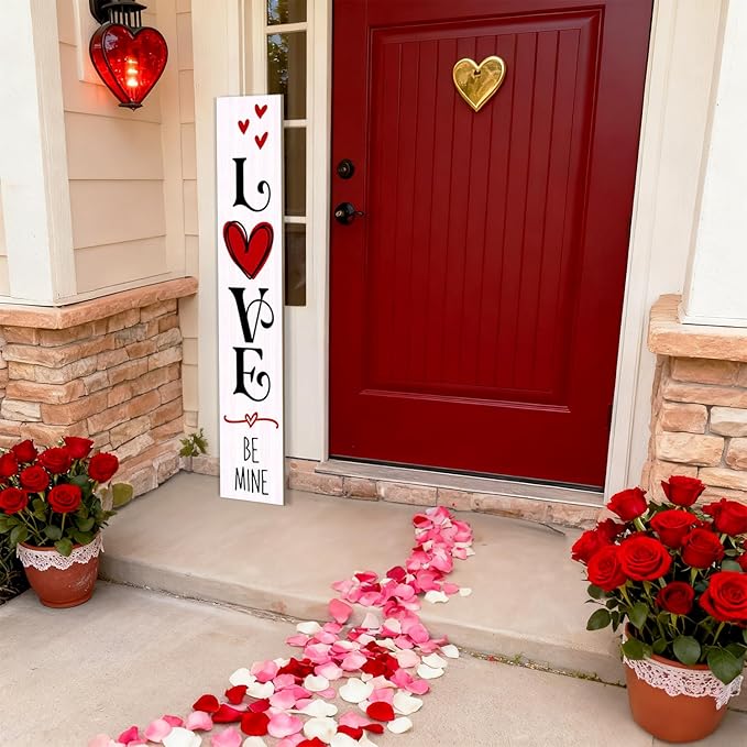Valentine’s Day Porch Sign 47.2" Wooden “Love Be Mine” Hanging Signs, Romantic - Image 5
