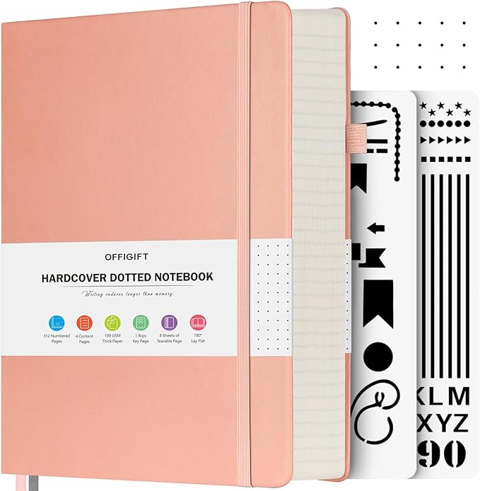 OFFIGIFT Bullet Dotted Journal Notebook, 312 Numbered Pages A5 Hardcover by OFFIGIFT