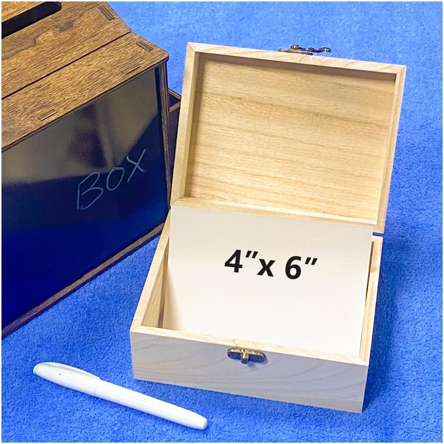 unfinished wooden box with lid rectangle crafts wood, package contents