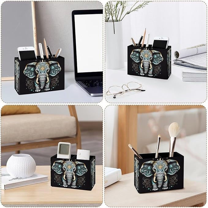 Famame Vintage Lotus Ethnic Elephant Pencil Holder - Image 3