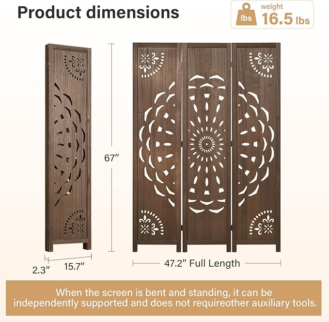 66.9Inch Wooden Room Partition - Image 6