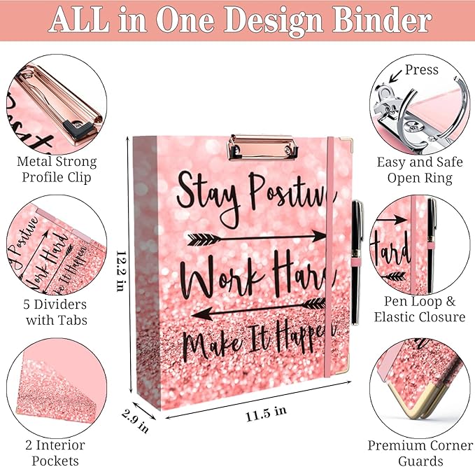 Lateefah 3 Ring Binder, 2 Inch Binder Organizer - Image 5