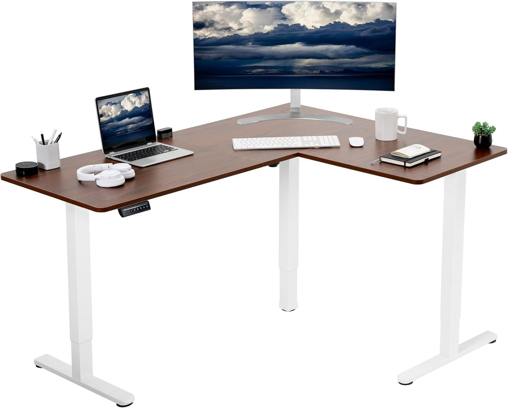 VIVO Electric Corner 63 x 47 inch L-Shaped Standing Desk, Memory Height