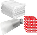 100 PCS 7.8”x 12.2" Foam Wrap Cushion Pouches (0.75mmThickness) with 10 Pack Fragile Stickers Labels(60 pcs) Protect Dishes Glasses Porcelain and Fragile Items for Moving