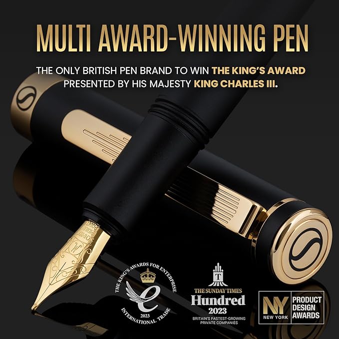Scriveiner Luxury EDC Fountain Pen, Stunning Black Pocket Pen - Image 2