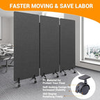 Soundproof Room Divider with Wheels, 66in Office Dividers - Image 4