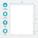 PrintWorks White Cardstock 8.5" x 11" - 67 lb/147 gsm Vellum Bristol - 250 - Image 2
