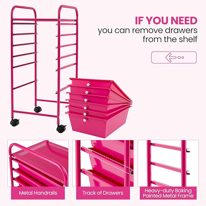 Giantex 6 Storage Drawer Cart Rolling Organizer Cart - Image 5